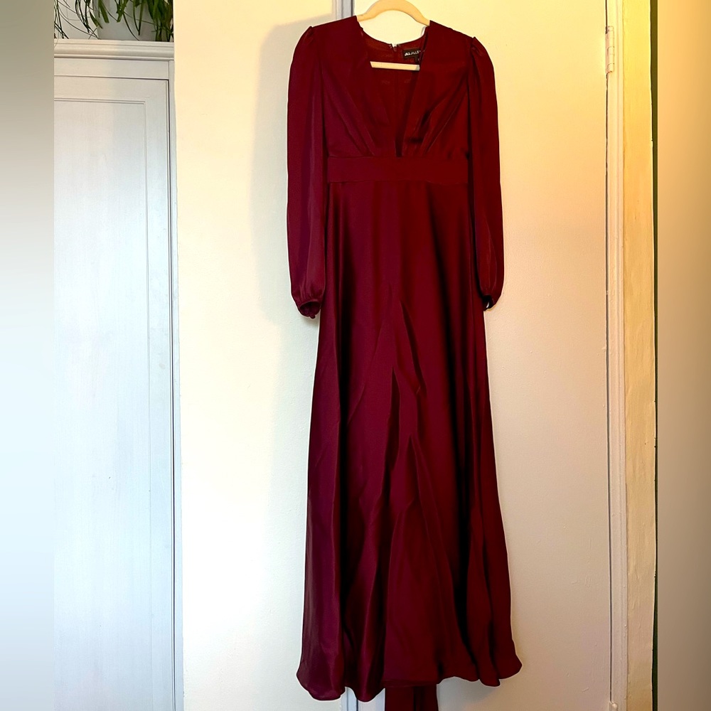 Gorgeous Jill Stuart Plunging Burgundy A-line Gown